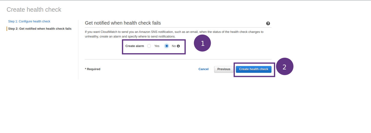 Figure 10 - Amazon Route 53 | Get Notified when Health Check Fails for Amazon Route 53