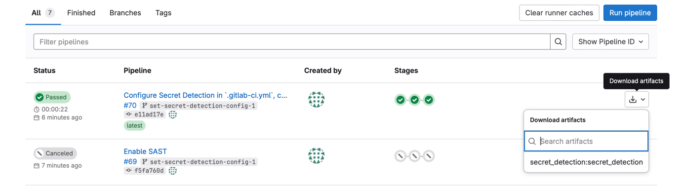 Figure 7 Integrate Security Tool | Test artifacts.