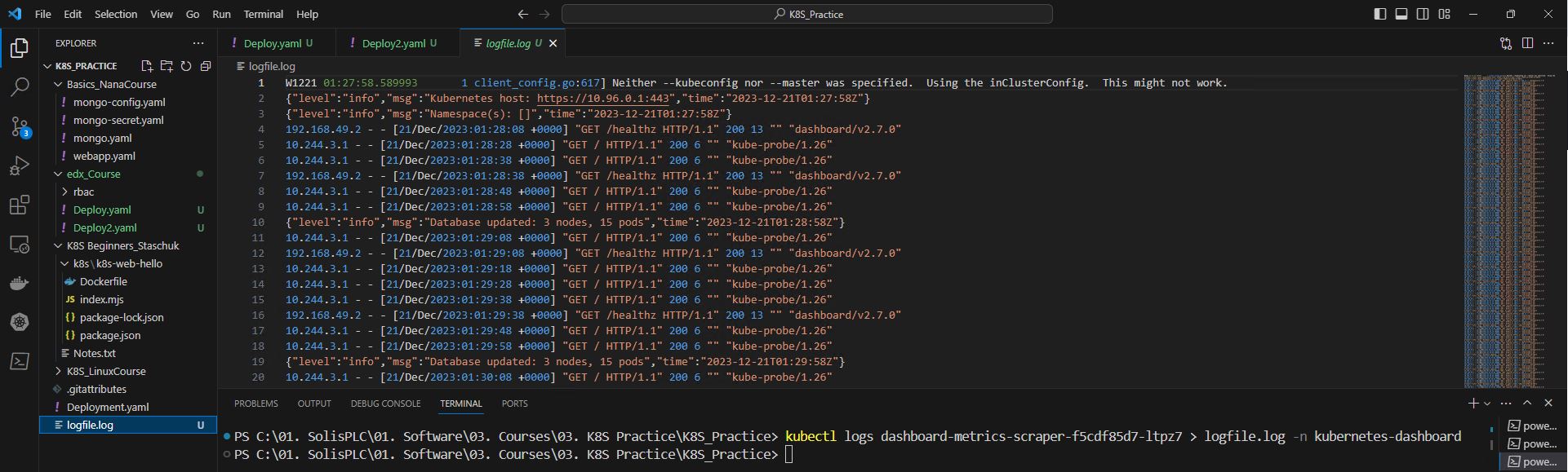 Figure 7 - kubectl get logs | Store the logs of a specified pod in a file