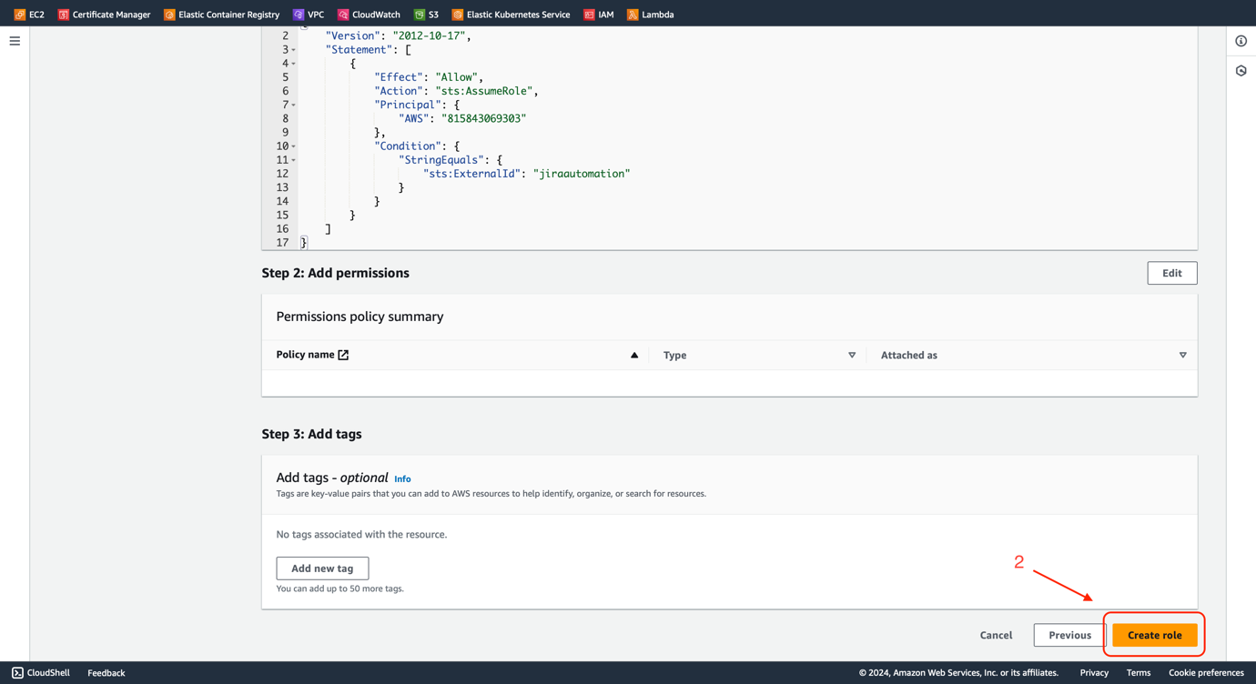 Figure 8 - Jira Automation AWS SSM | Role Details