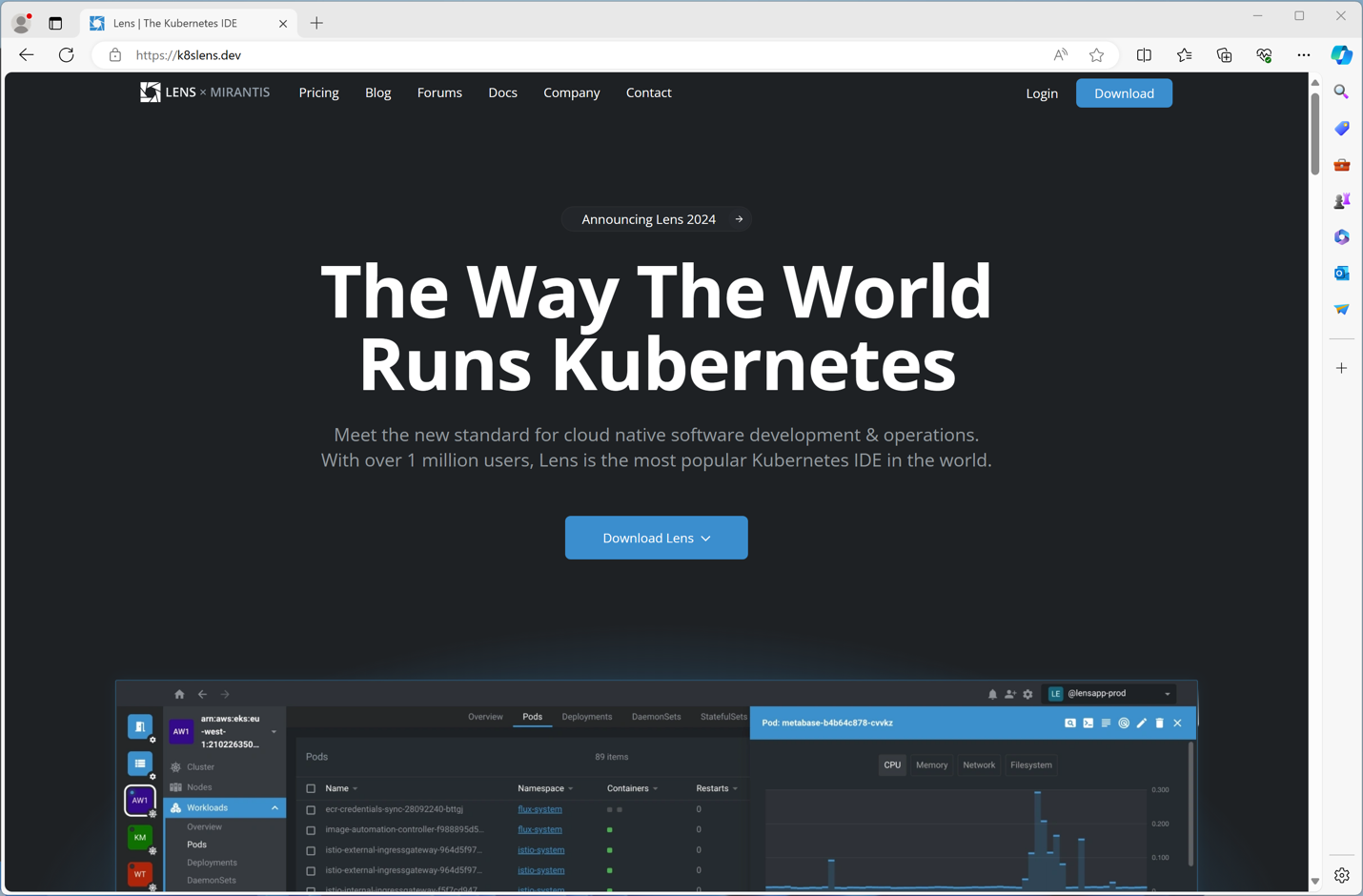Figure 2 - Kubernetes Lens | Lens Download page