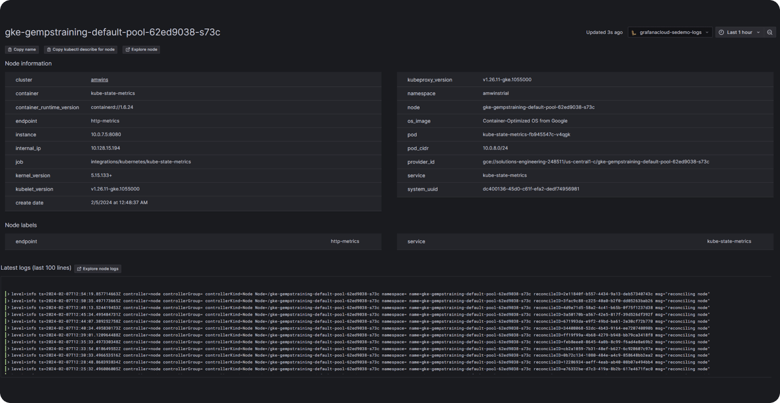 Figure 7 - Grafana | Example dashboard of Pod logs, source: https://grafana.com.