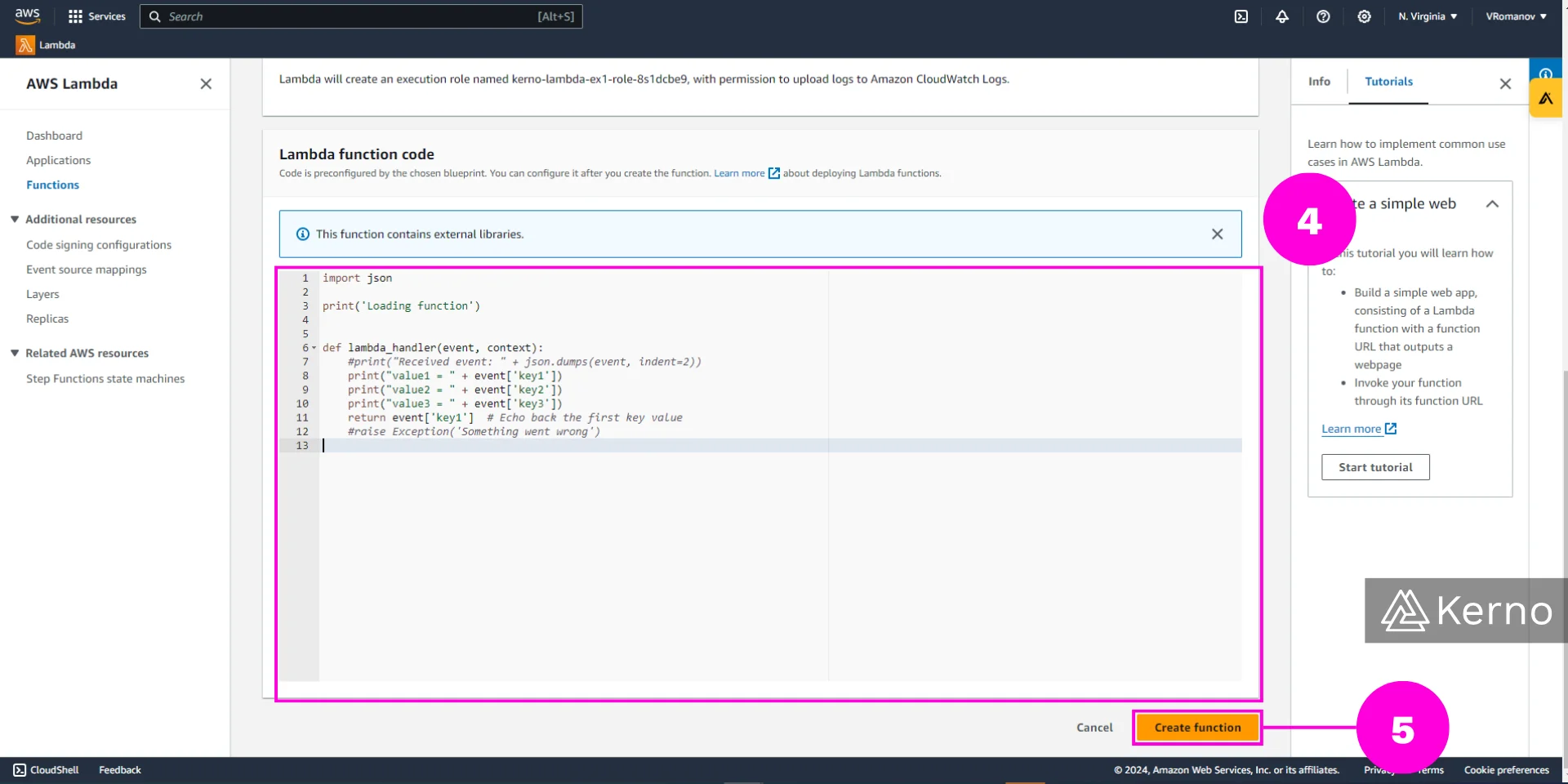 Figure 5 - Serverless Architectures & AWS Lambda Introduction | Viewing the Function Implementation